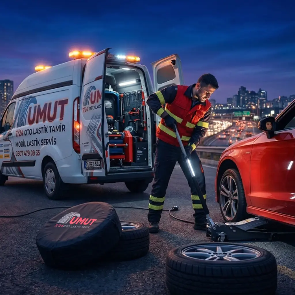 Adana En Yakın Lastikçi 7/24 Nöbetçi Mobil Lastik Tamiri Umut Oto Servis Aracı